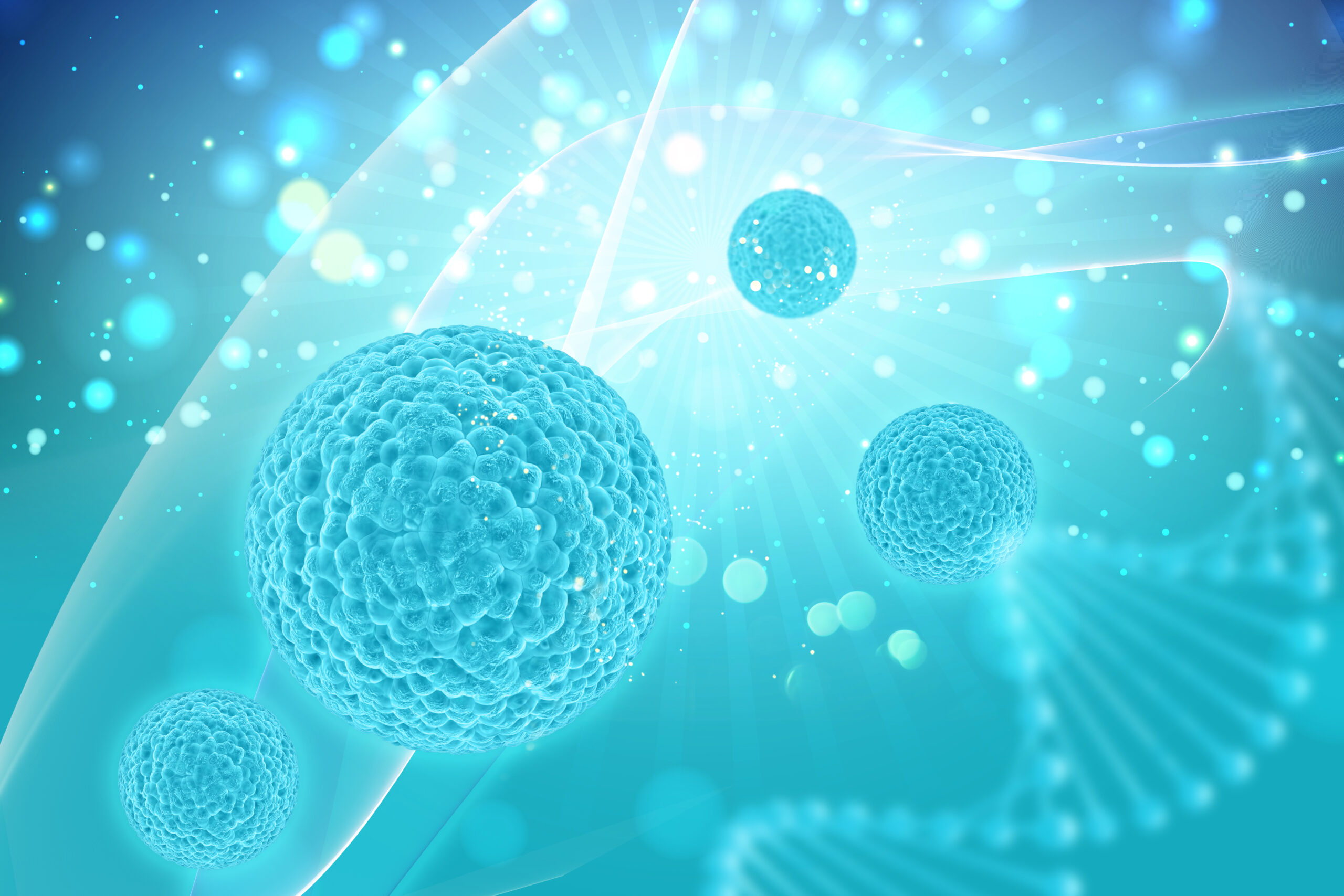 3D render of a medical background with virus cells