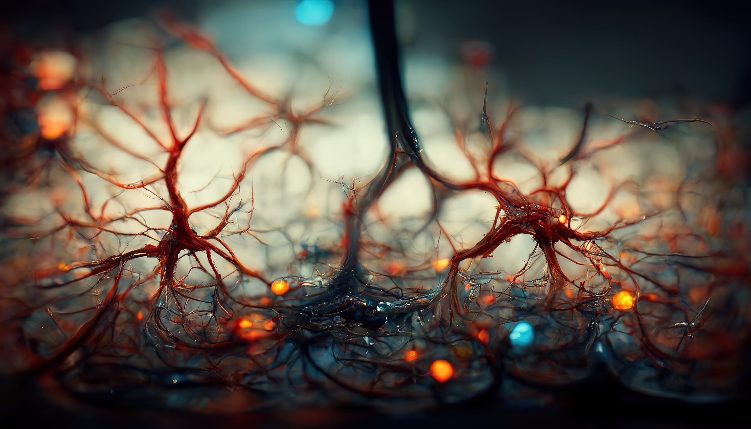 Close up neural neuron nerve ipulse connection brain mind concept macro.